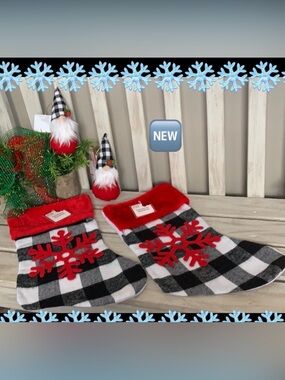 Clearance Gnomes Stocking Set w/ 2 Gnome Plush Christmas Ornaments 🎄🆕🎄